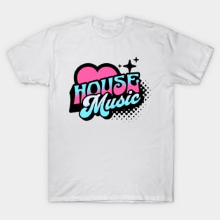 HOUSE MUSIC  - Y2K Retro Heart (blue/pink/light blue) T-Shirt